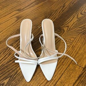 Elegant White Strappy Women's Heels